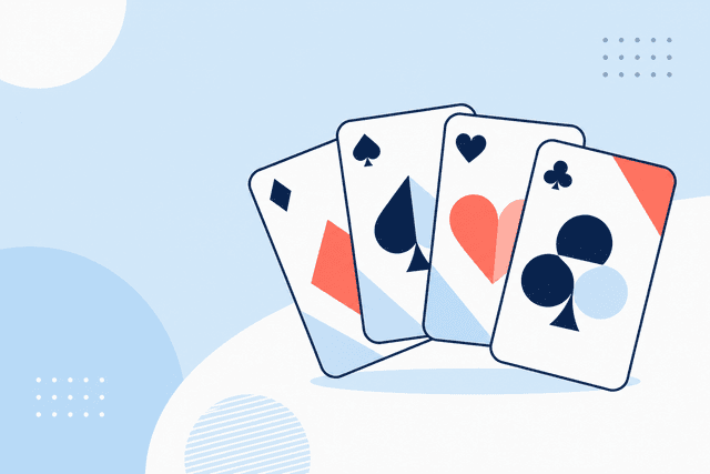 Abstract playing card shapes in pale sky and navy