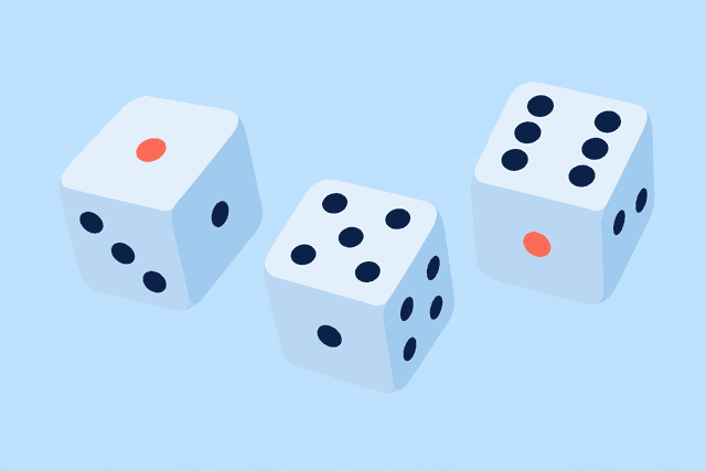 Minimal dice motif in coral and teal